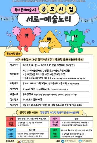 인천서구문화재단, 지역특화형 문화예술교육 공모사업 '서로-예술노리' 추진