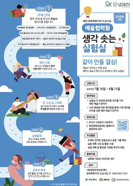 예천군 문화특화지역 조성사업, '생각 솟는 실험실' 참여자 모집