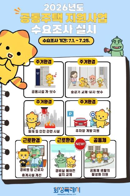 화성특례시, 2026년도 공동주택 지원사업 수요조사 실시