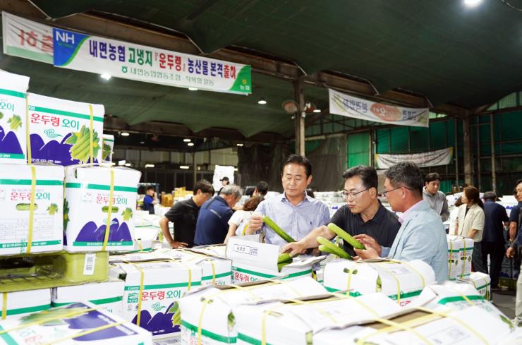 신영재 홍천군수, 가락동 경매시장 방문해 내면 농업협동조합·작목회 격려 및 유통현장 마케팅 실시