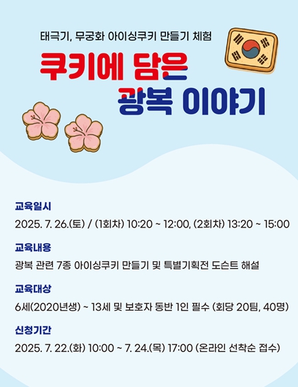 부산박물관, 광복 80주년 기념 특별기획전 연계 교육 '쿠키에 담은 광복 이야기' 개최