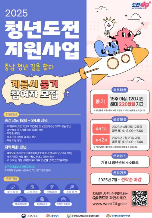 계룡시, ‘청년도전지원사업’ 하반기 참여자 추가 모집 