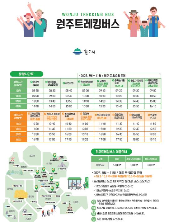 원주시, 다음 달 2일부터 치악산둘레길 트레킹버스 운행