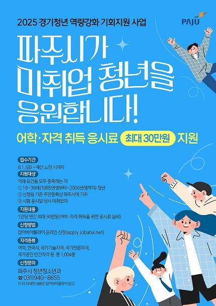 파주시, 미취업 청년 어학·자격시험 응시료 지원