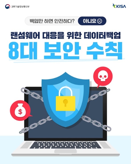 과학기술정보통신부, 랜섬웨어 대응을 위한 데이터백업 8대 보안 수칙