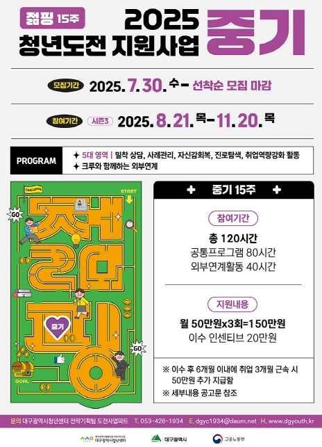 ‘젊핑’과 함께 다시 뛰는 대구 청년!  청년도전 지원사업 참가자 모집