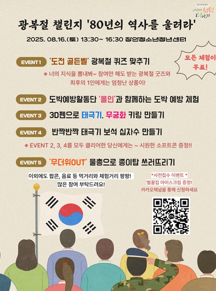 수원시청소년청년재단 장안청소년청년센터, 2025. 광복절 챌린지‘80년의 역사를 울려라’운영