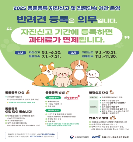 강원특별자치도 동물등록 자진신고기간(1차) 운영완료