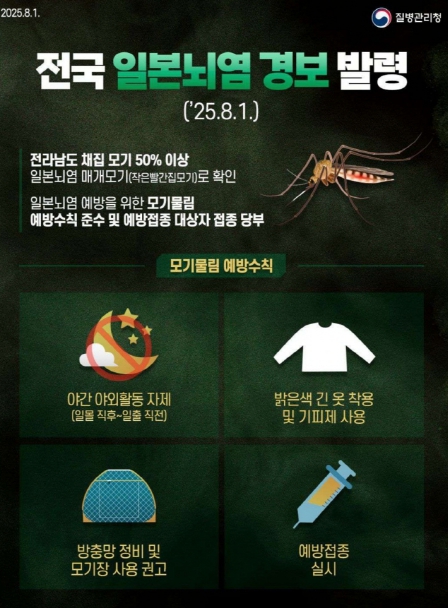 포항시, 일본뇌염 경보 발령에 따른 예방수칙 준수 및 예방접종 당부