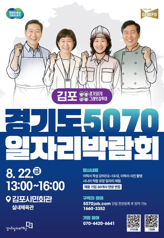경기도일자리재단, 중장년 재취업 지원 '경기도 5070 일자리박람회 in 김포' 개최
