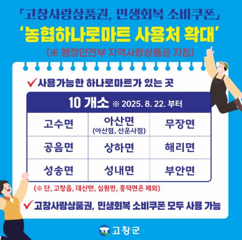 고창군, 면 지역 주민 편의 위해 일부 하나로마트 ‘고창사랑상품권 사용처’ 확대
