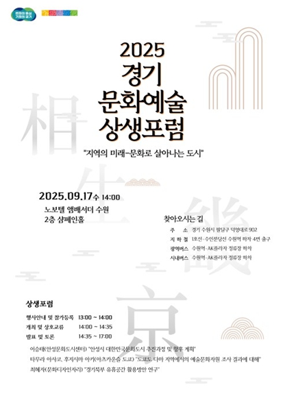 경기문화재단, 2025년 경기문화예술 상생포럼 “지역의 미래-문화로 살아나는 도시” 개최