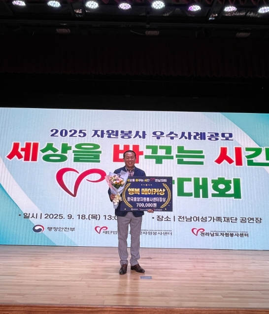 무안군자원봉사센터, ‘2025 세상을 바꾸는 시간 V 전남대회’ 우수상 수상