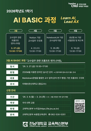 전남대, 전 교원 대상 ‘AI BASIC 과정’ 운영