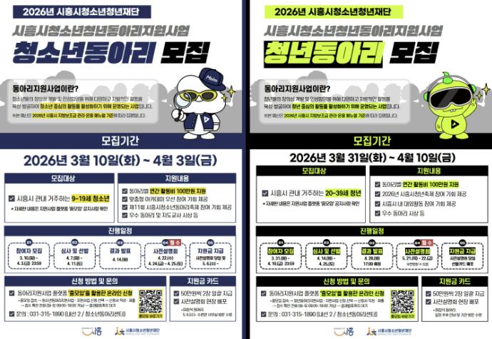 시흥시 '청소년·청년 동아리 지원사업' 참여 동아리 670개 모집