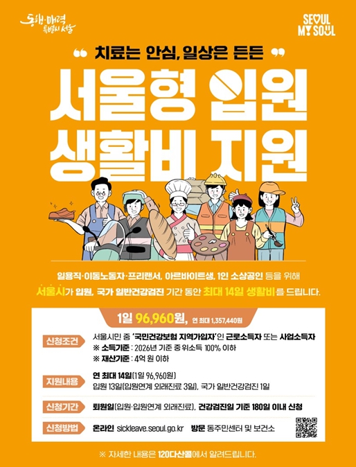 서울시, '일하는 시민' 병원 갈 때 '생계 걱정' 던다… 서울형 입원생활비 지원 확대