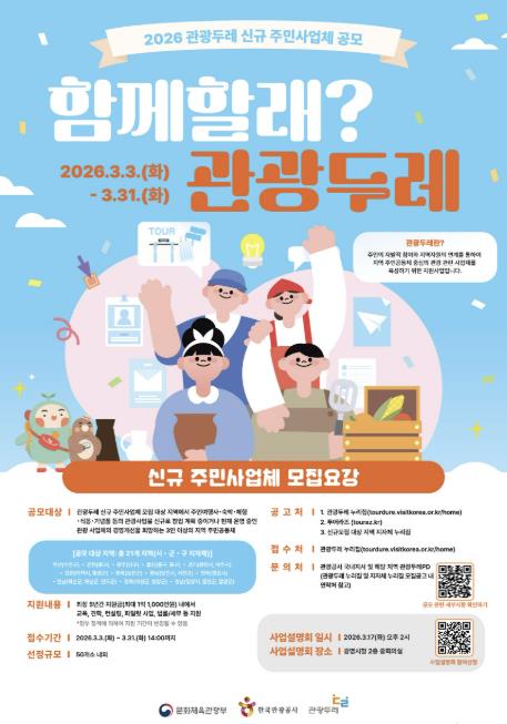 '우리동네 맛집·체험을 관광 코스로!' 광명 관광 이끌 '관광두레' 주민 공동체 모집