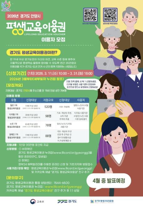 안양시, 2026년 평생교육이용권 지원사업 참여자 모집