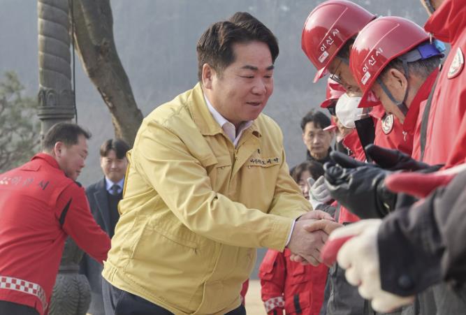 오세현 아산시장, 산불방지 전문교육 현장 방문… 격려 및 안전 당부