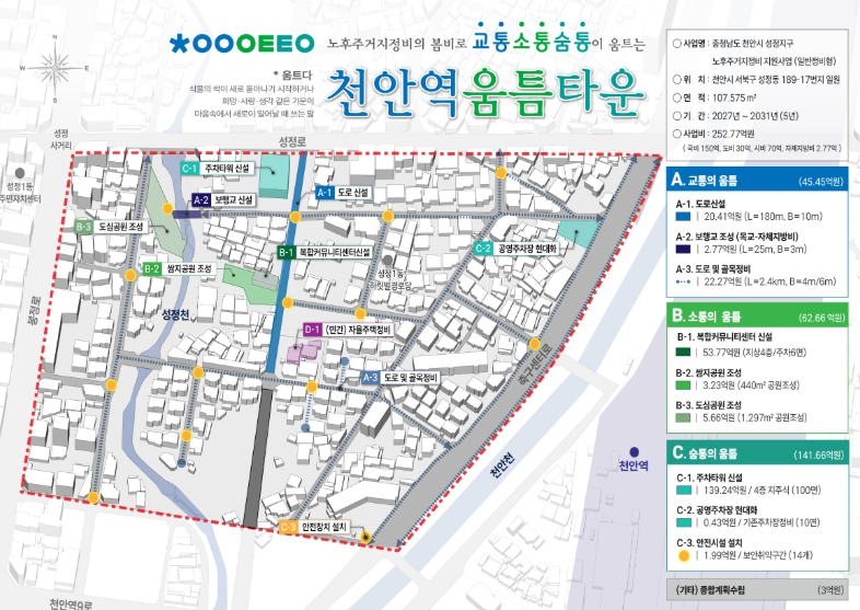 천안시, 국토부 ‘노후주거지정비 지원사업’ 공모 도전…성정지구 정비