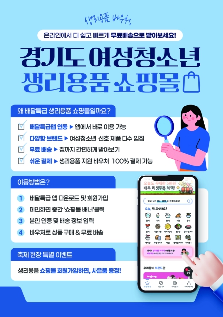 경기도 여성청소년 생리용품 온라인몰, 지난해 약 55억 거래액 기록