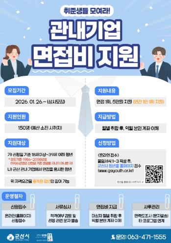 군산시 청년뜰, 청년 구직자 대상 관내 기업 면접비 지원
