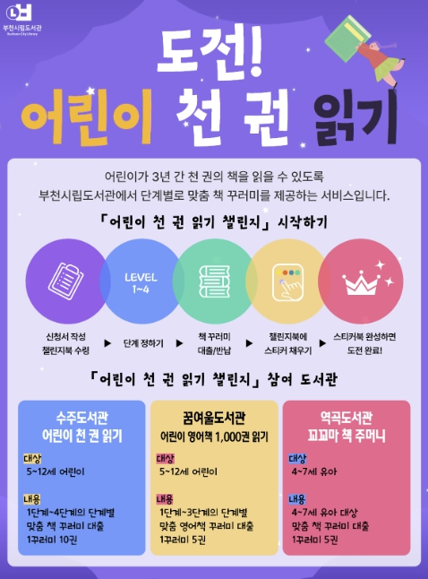 부천시, '어린이 천 권 읽기 챌린지' 확대 운영