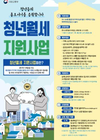 청양군, ‘청년월세 지원’ 신규 모집… 주거비 부담 덜고 정착 돕는다
