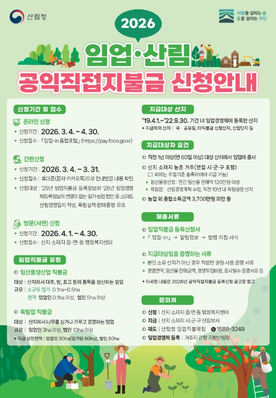 광양시, 임업직불금 방문 신청 접수 운영