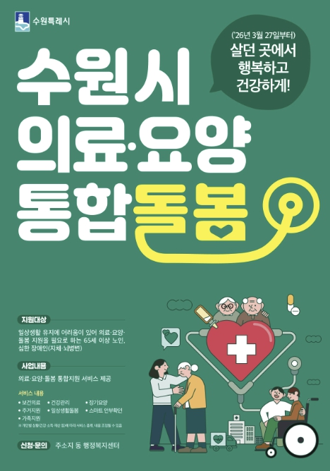 수원특례시, 3월 27일부터 '의료·요양 통합돌봄' 본격 시행