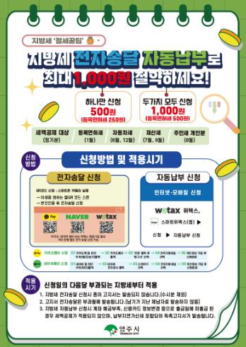 영주시, 지방세 자동납부·전자송달 연중 신청 접수
