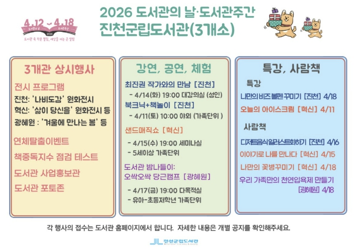 진천군립도서관, '도서관의 날·도서관 주간' 행사 개최