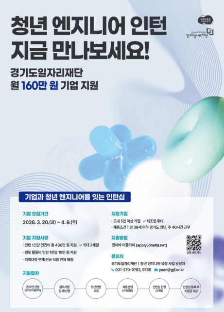 경기도일자리재단, '청년 엔지니어 육성 인턴십' 참여기업 모집
