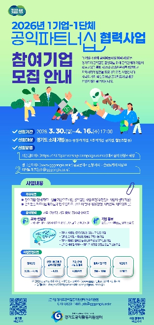 경기도, '1기업-1단체 공익파트너십' 참여 기업 모집