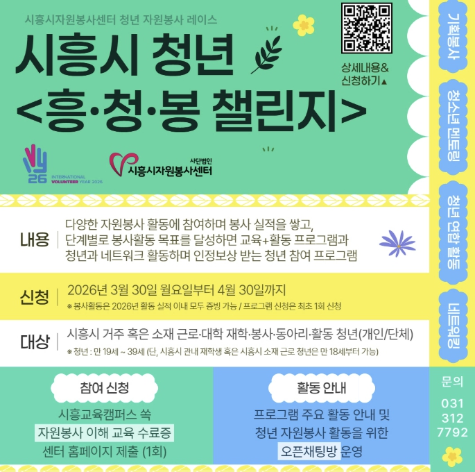 시흥시자원봉사센터, '흥·청·봉 챌린지' 운영…청년 자원봉사 참여 확대
