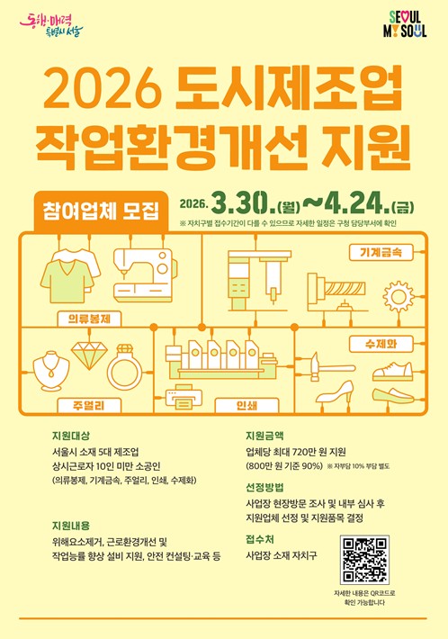 서울시, '안전 넘어 건강까지'…도시제조업 작업환경 개선 750곳 모집