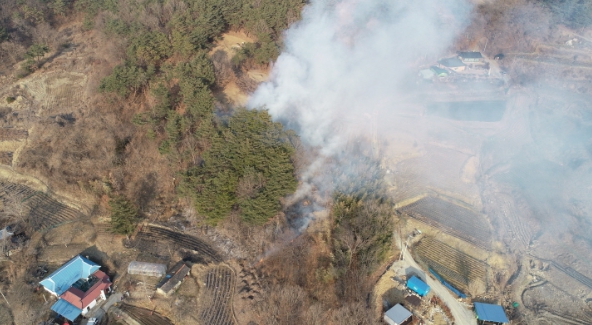 홍성소방서, 봄철 산불 위험 증가‘논·밭두렁 소각 자제’당부
