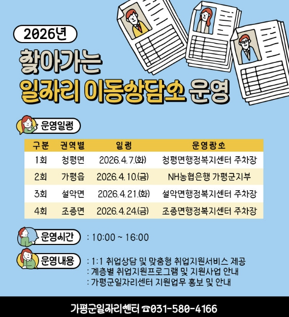 가평군, '찾아가는 일자리 이동상담소' 운영