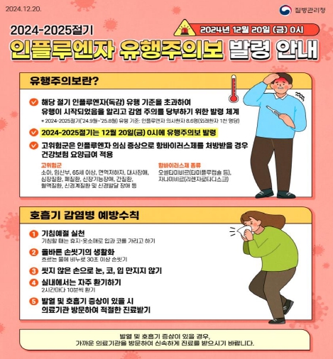 천안시, 독감(인플루엔자) 유행주의보 발령