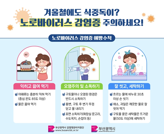 부산시, '노로바이러스감염증 예방수칙' 준수 당부