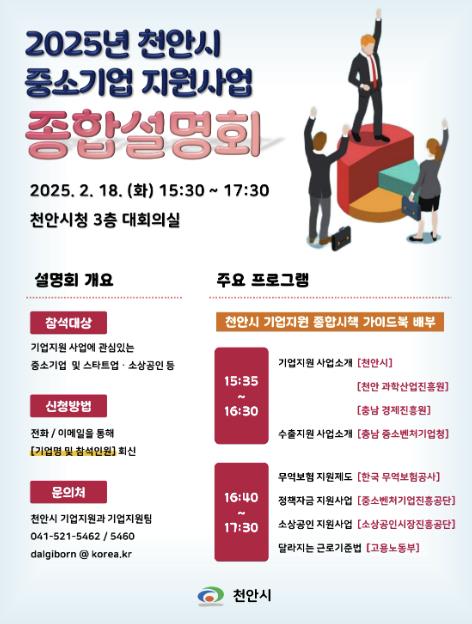 천안시, 18일 '2025 중소기업 지원사업 종합설명회' 개최