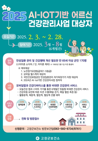 고창군, 2025년 AI-IOT기반 비대면 건강관리사업 대상자 모집 
