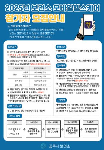 공주시, 모바일 헬스케어 사업 대상자 50명 모집
