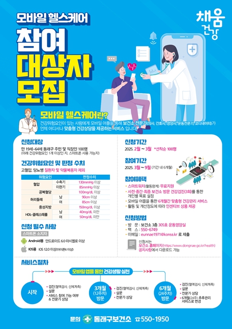 부산 동래구보건소, 2025년 모바일 헬스케어 참여자 모집