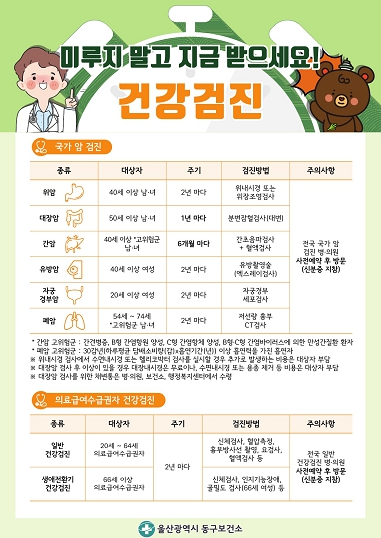 동구보건소, “국가암검진 받고 건강한 2025년 보내세요!”