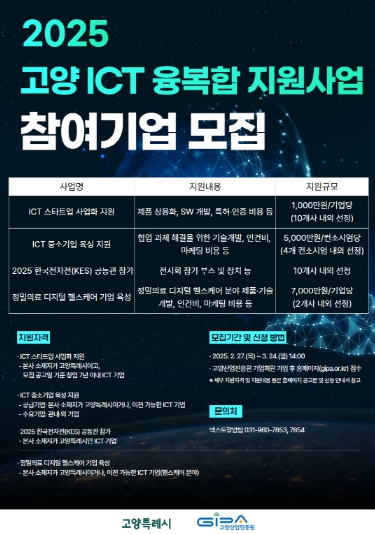 고양산업진흥원, 지역 기업 성장 돕는‘고양 ICT융복합 지원사업’추진 