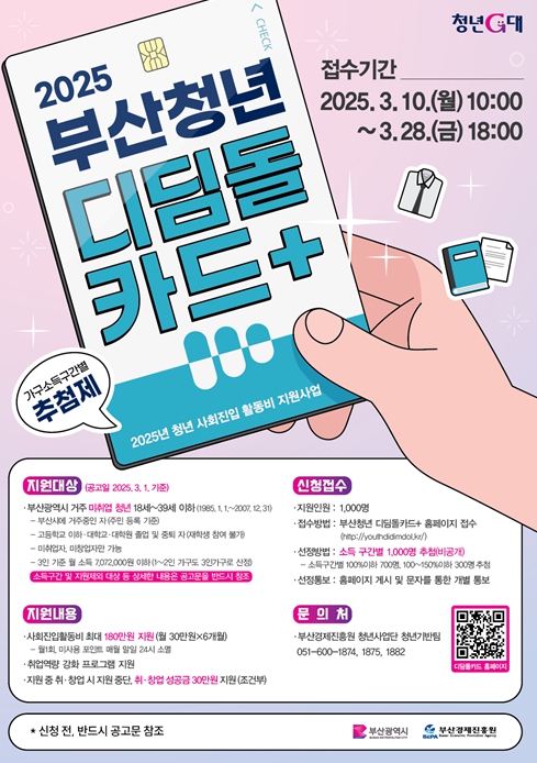 부산시, 청년 사회진입 활동비 1인당 최대 180만 원 지원!