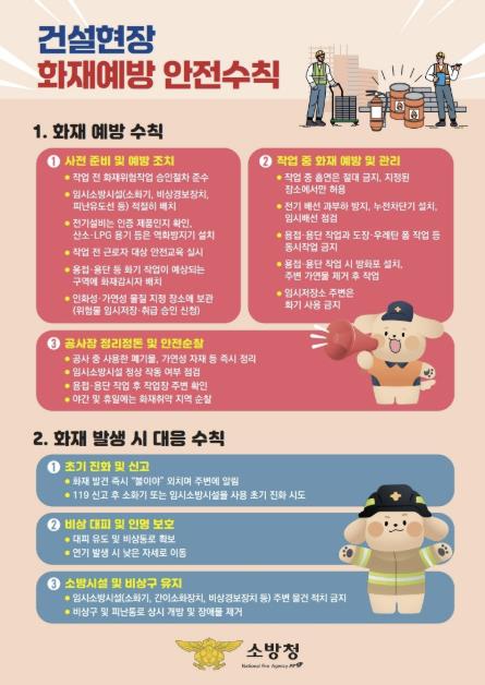 서산소방서, 건설현장 화재예방 안전수칙 홍보