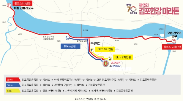 김포시, 제13회 김포한강마라톤대회 주요구간 교통통제