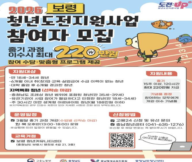 보령시, 2026년 청년도전 지원사업 참여자 모집